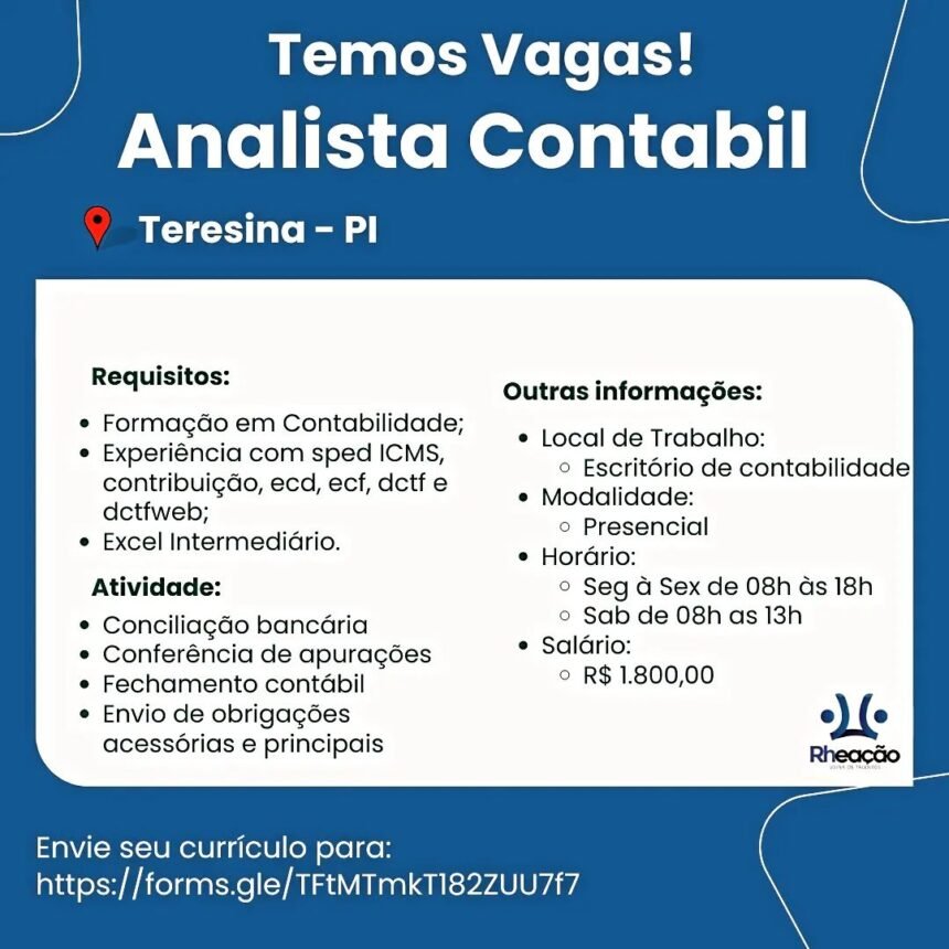 Vaga para Analista Contábil