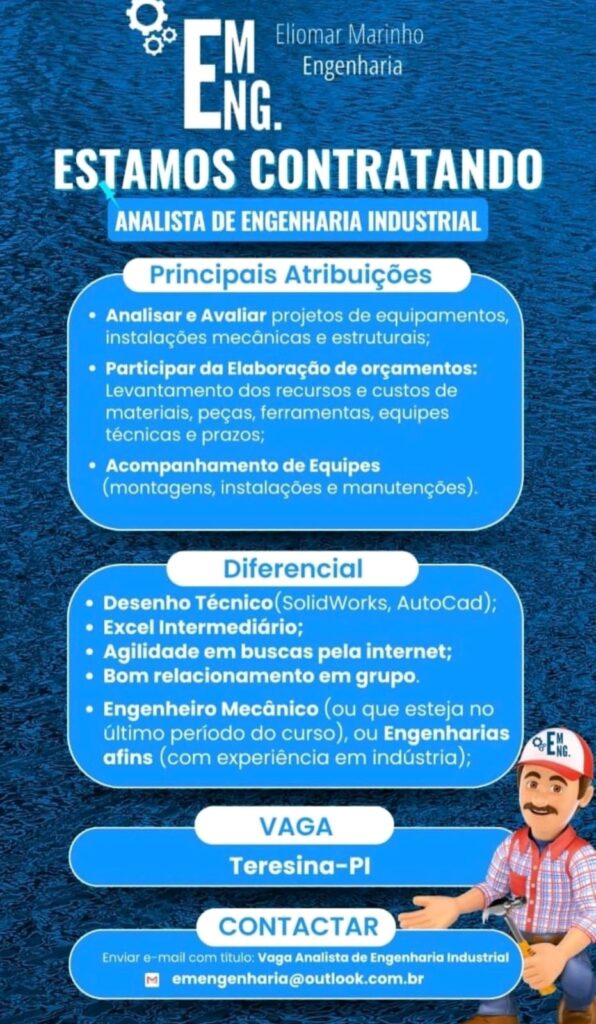 Vaga para Analista de Engenharia Industrial