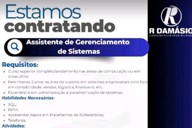 Vaga para Assistente de Gerenciamento de Sistemas