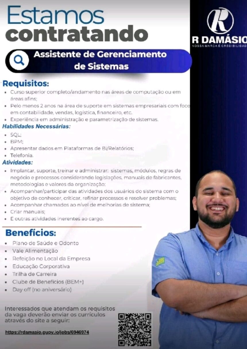 Vaga para Assistente de Gerenciamento de Sistemas
