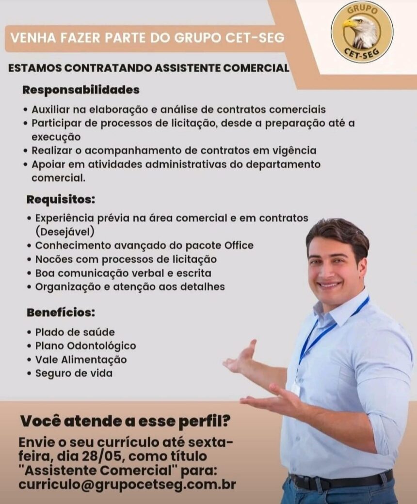 Vaga para Assistente Comercial