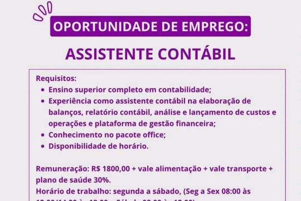 Vaga para Assistente Contábil