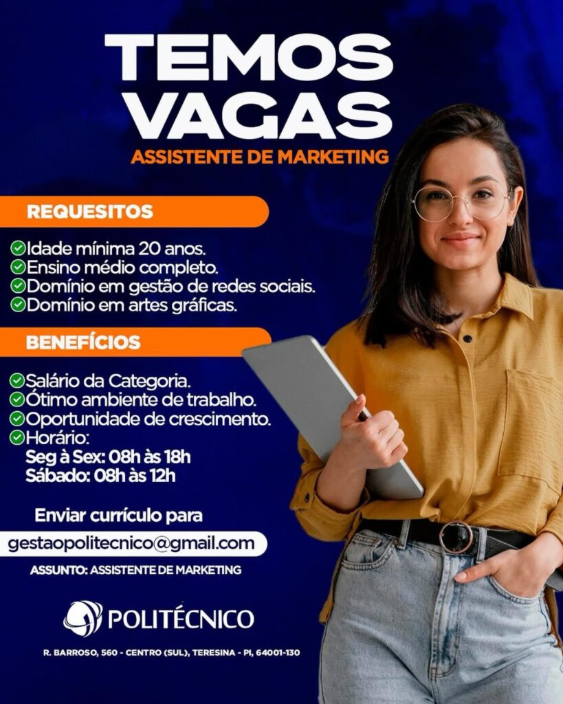 Vaga para Assistente de Marketing