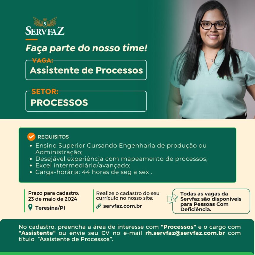 Vaga para Assistente de Processos