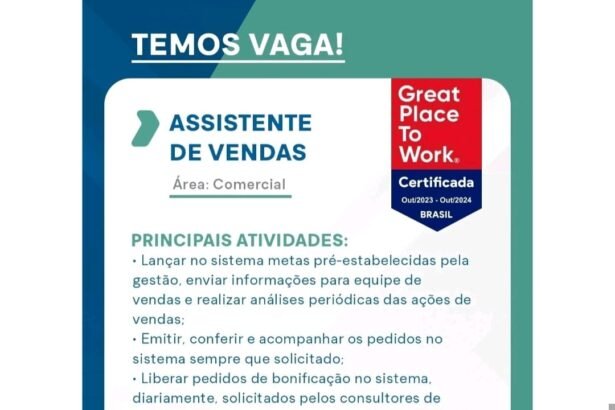 Vaga para Assistente de Vendas