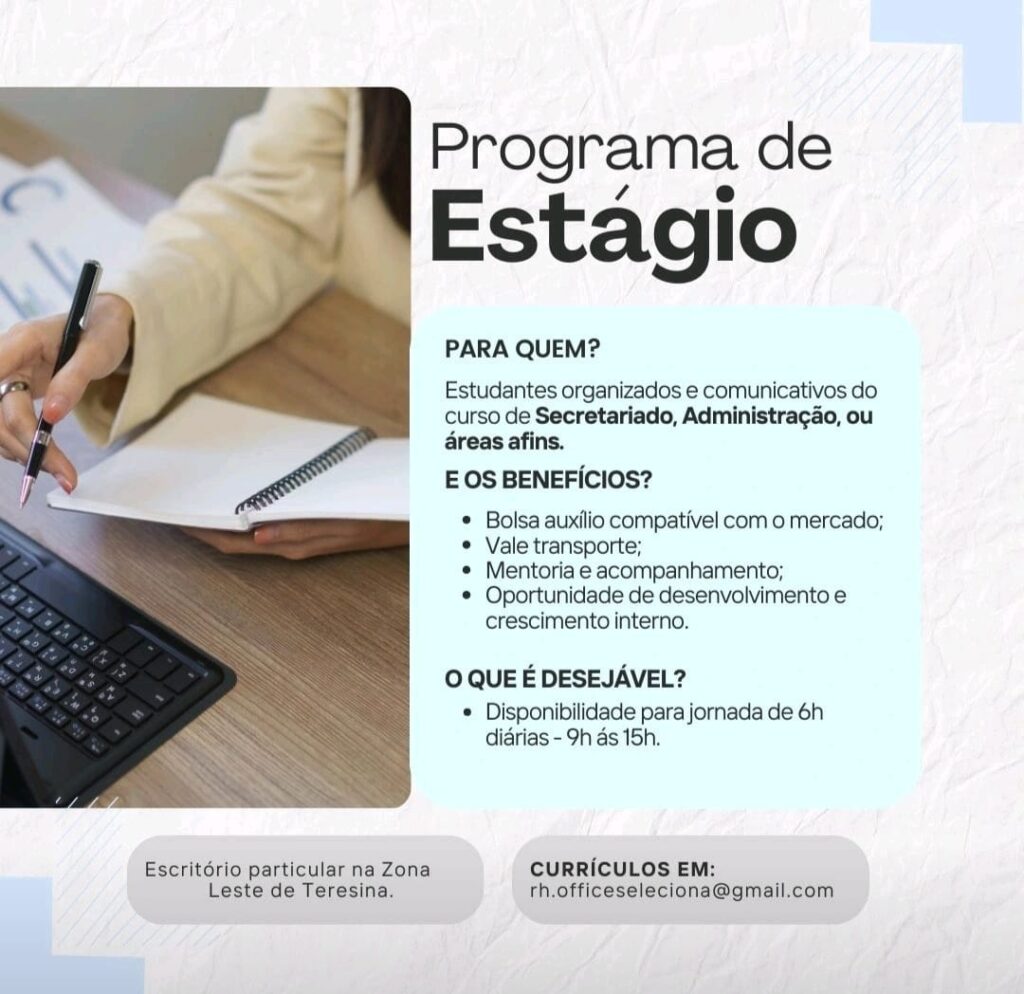 Vaga de estágio para Secretariado/ Administração