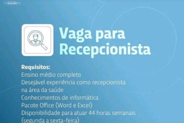 Vaga para Recepcionista