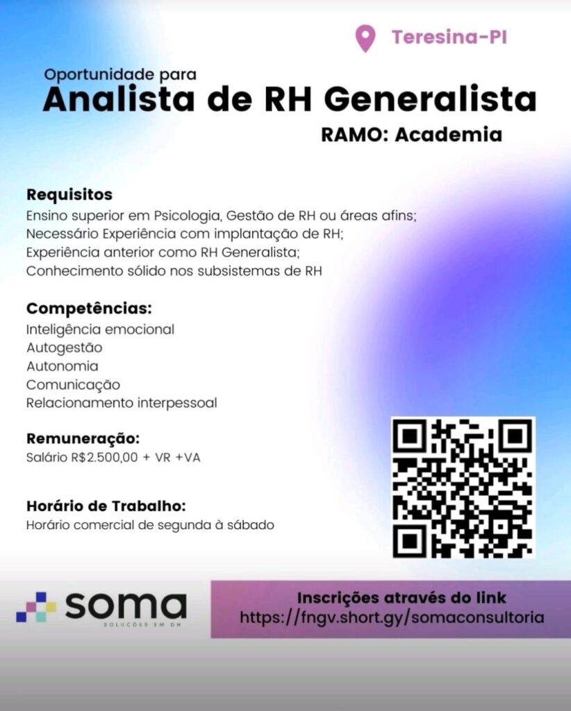 Vaga para Analista de RH