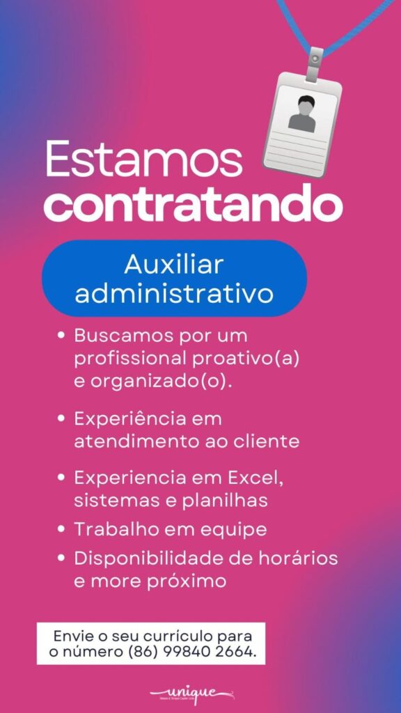 Vaga para Auxiliar Administrativo