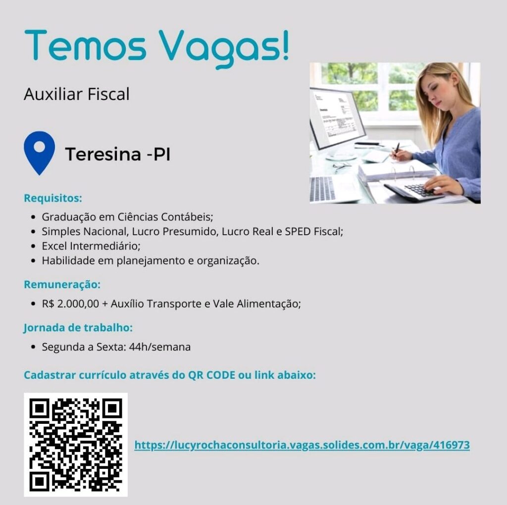 Vaga para Auxiliar Fiscal