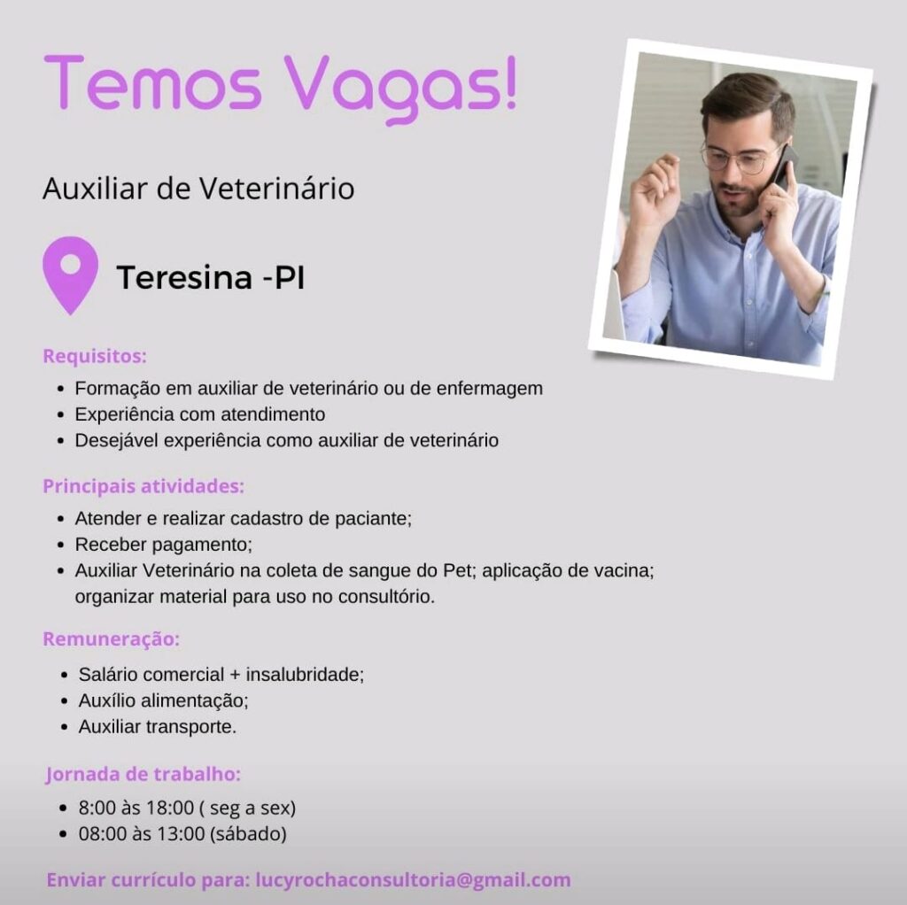 Vaga para Auxiliar Veterinário