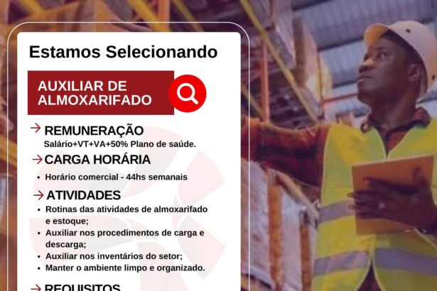 Vaga para Auxiliar de Almoxarifado