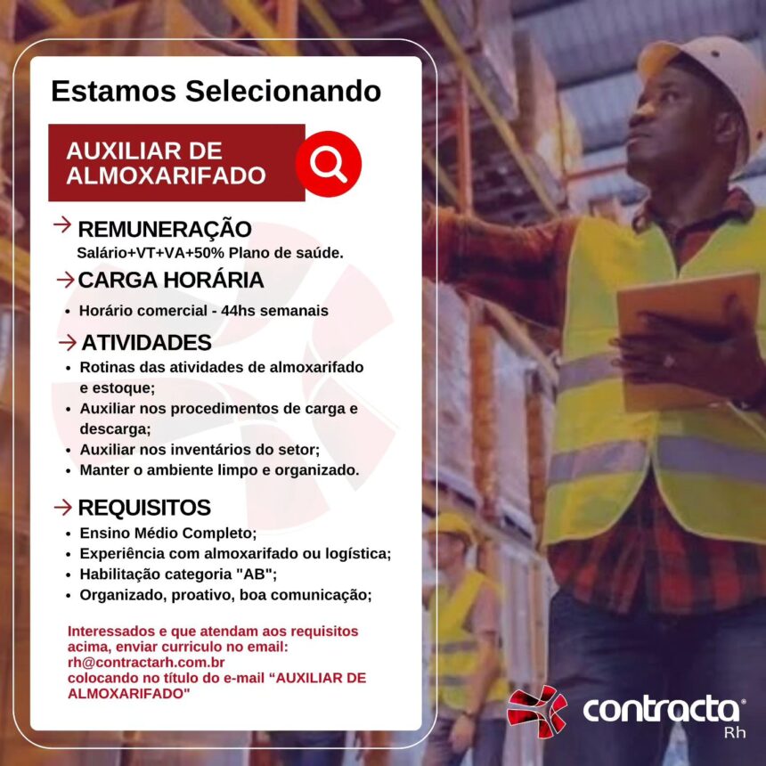 Vaga para Auxiliar de Almoxarifado
