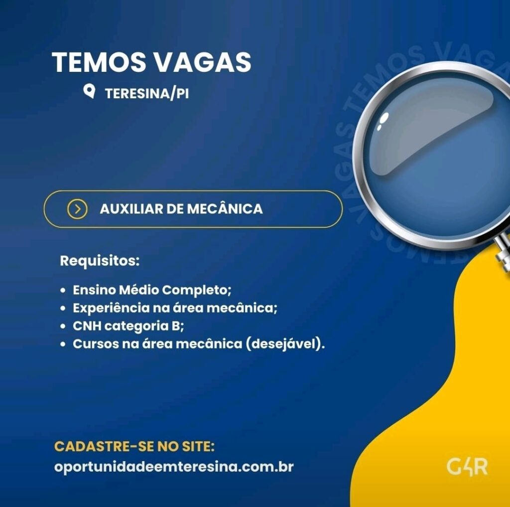 Vaga para Auxiliar de Mecânica