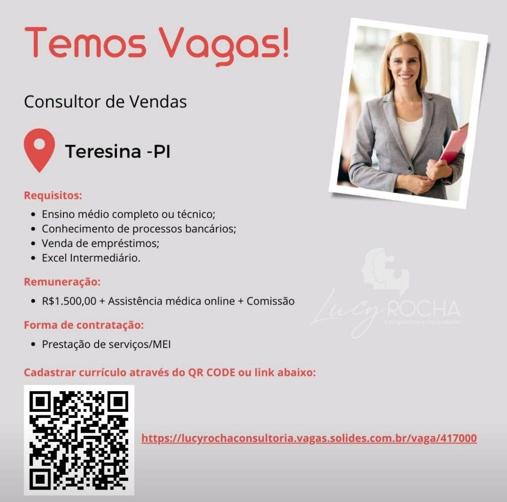 Vaga para Consultor de Vendas