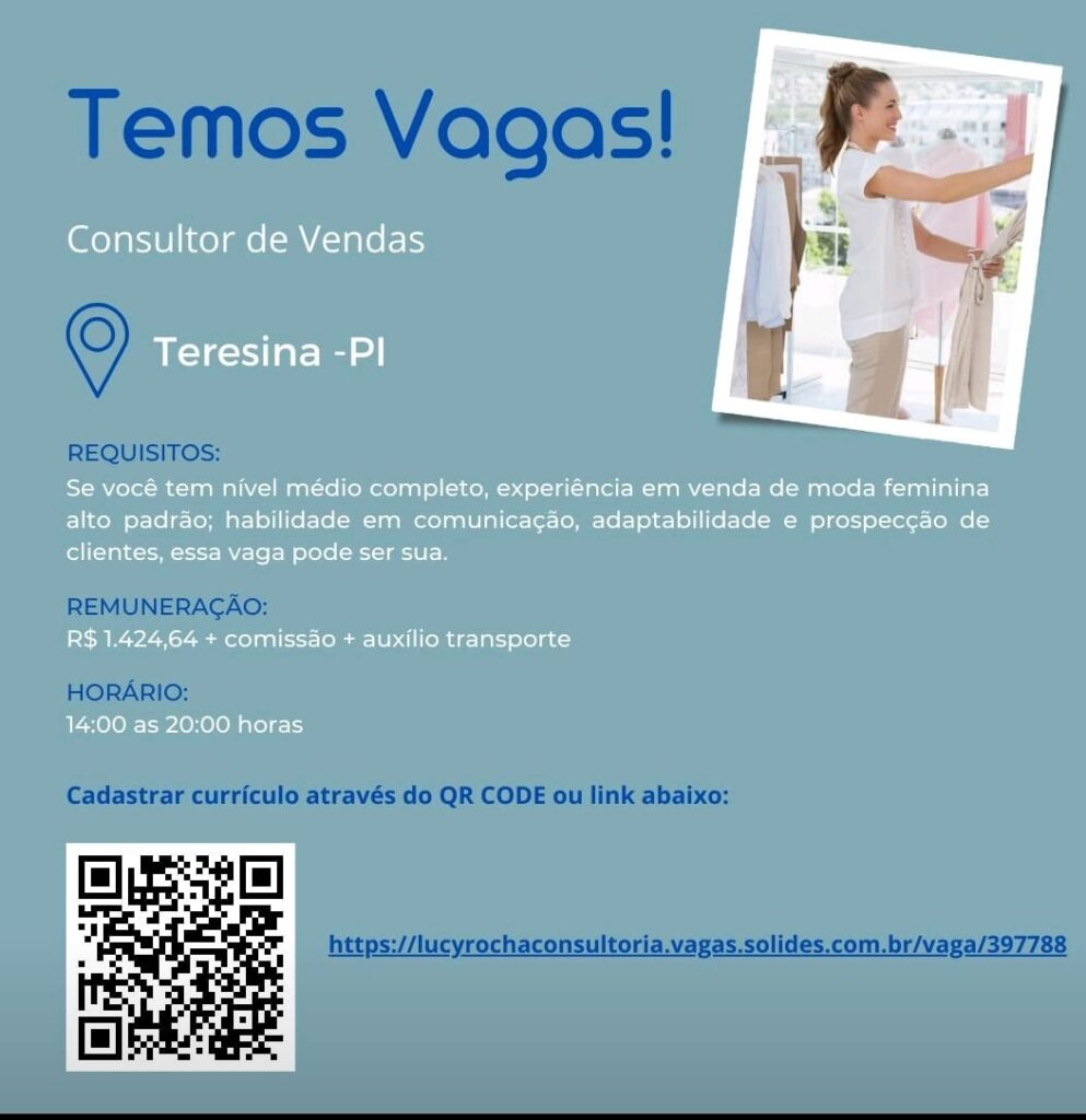 Vaga para Consultor de Vendas