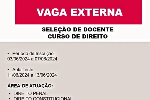 Vaga para Docente de Direito