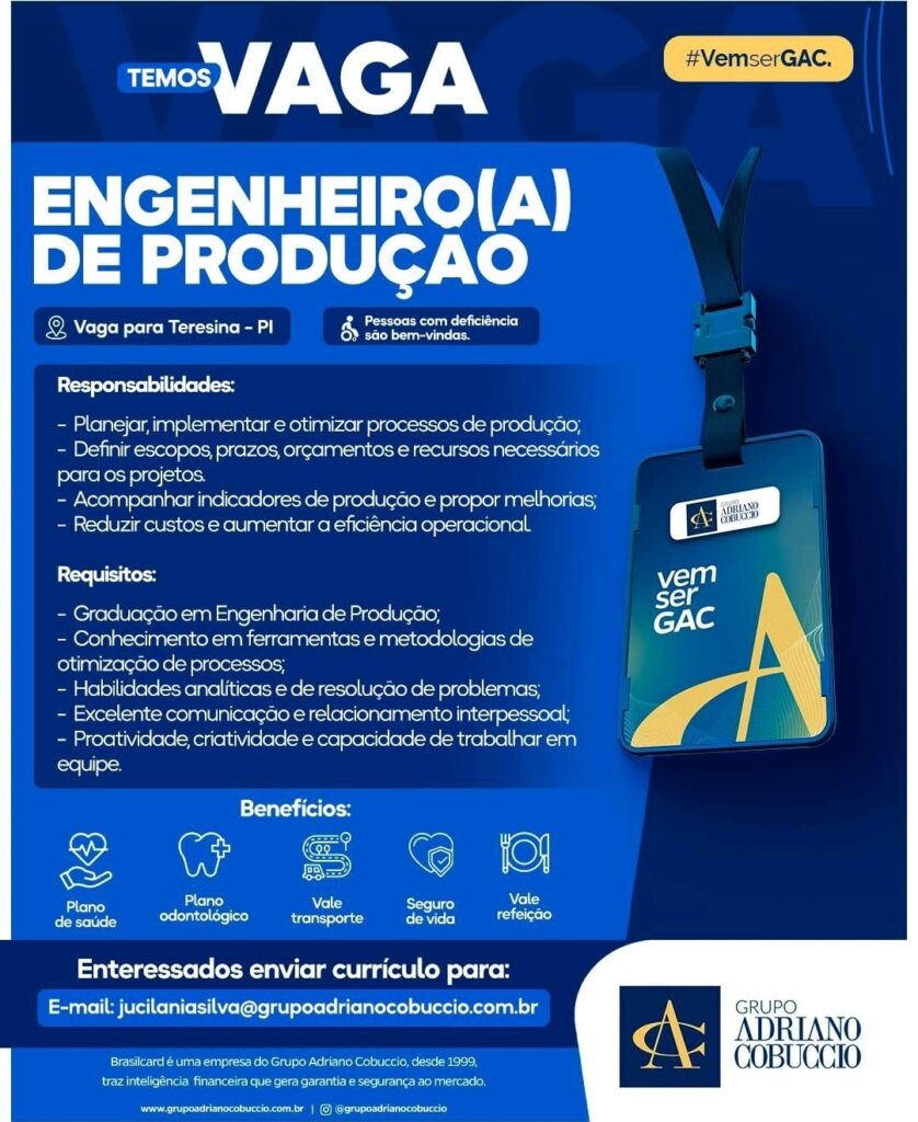 Vaga para Engenheiro(a) de Produção