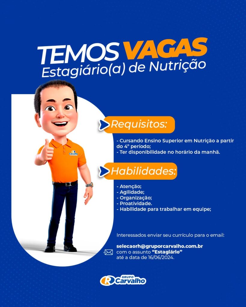 Vaga de Estágio para Nutrição