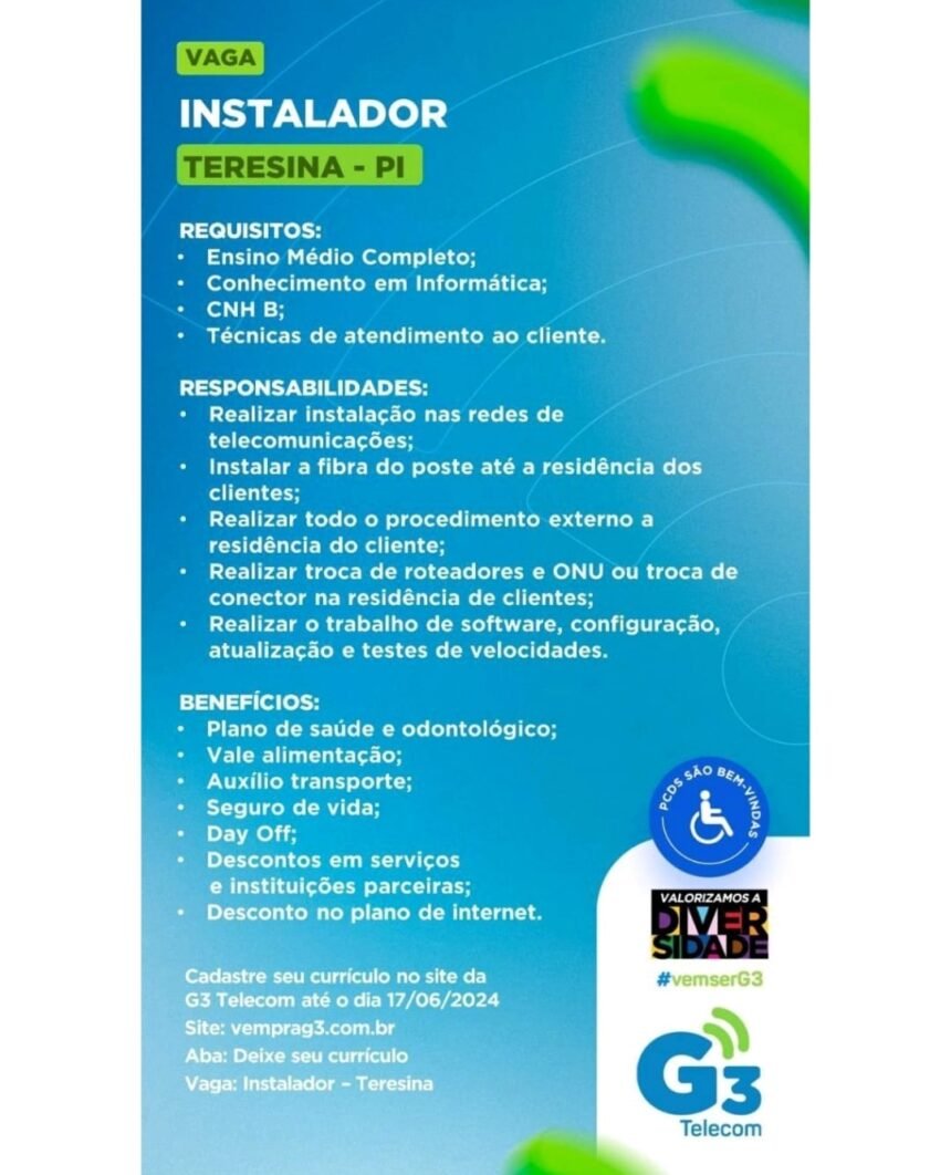 Vaga para Instalador