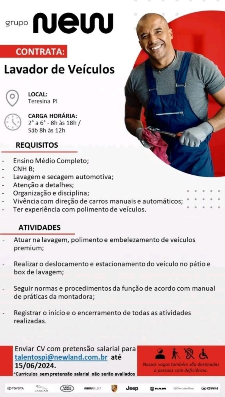 Vaga para Lavador de Veículos