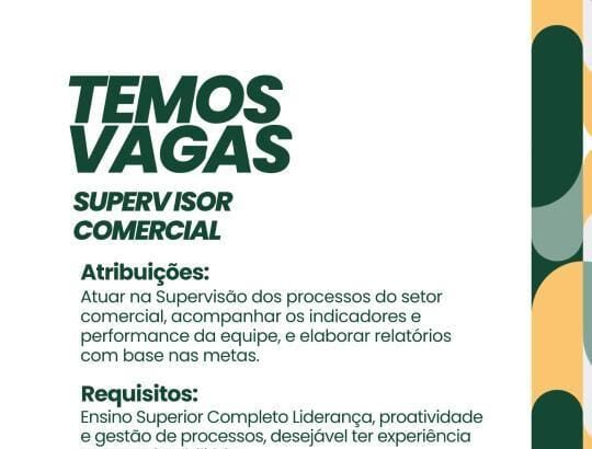Vaga para Supervisor Comercial