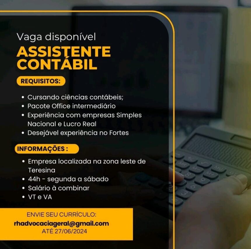 Vaga para Assistente Contábil
