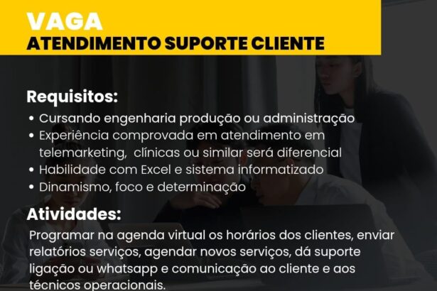 Vaga para Atendimento Suporte Cliente