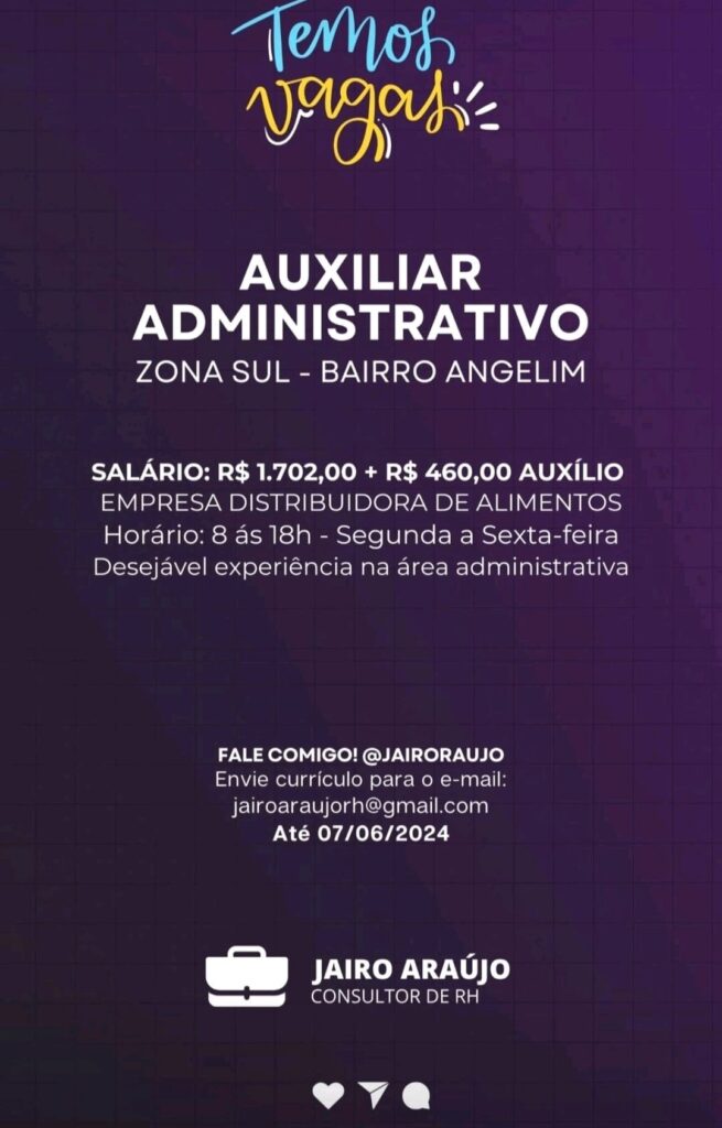 Vaga para Auxiliar Administrativo