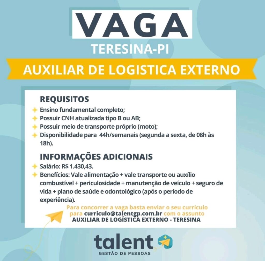 Vaga para Auxiliar de Logística Externo