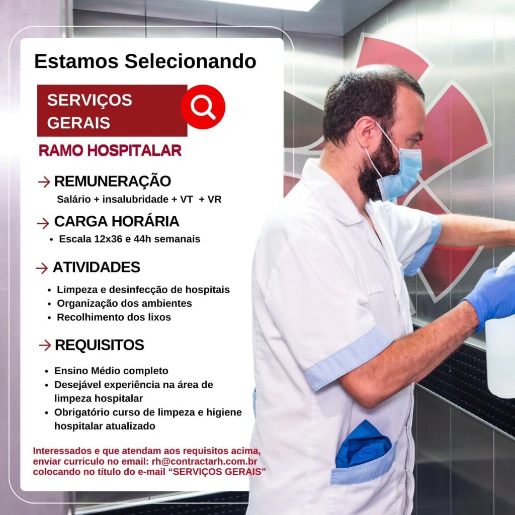 Vaga para Auxiliar de Serviços Gerais