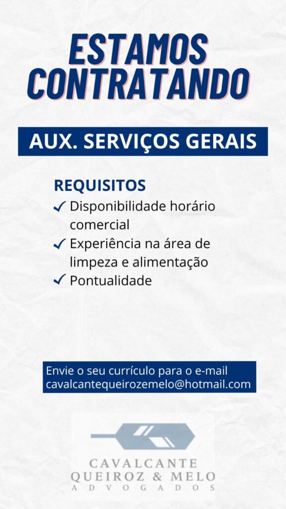 Vaga para Auxiliar de Serviços Gerais