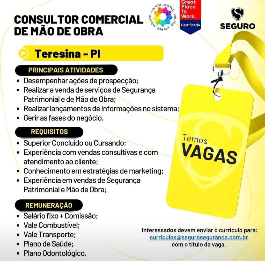 Vaga para Consultor Comercial de Mão de Obra