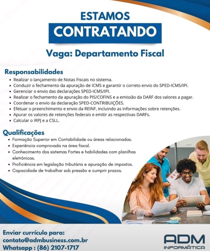 Vaga para Departamento Fiscal