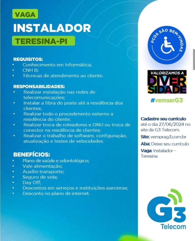 Vaga para Instalador 