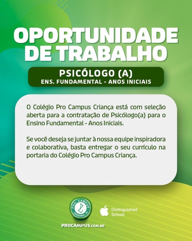 Vaga para Psicólogo(a)