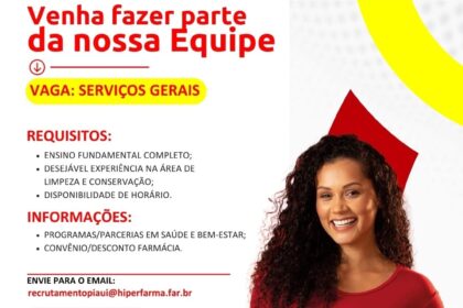 Vaga para Serviços Gerais em Teresina