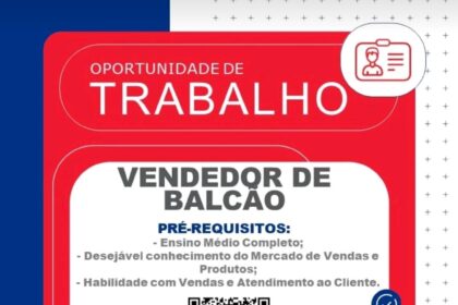 Vaga para Vendedor de Balcão