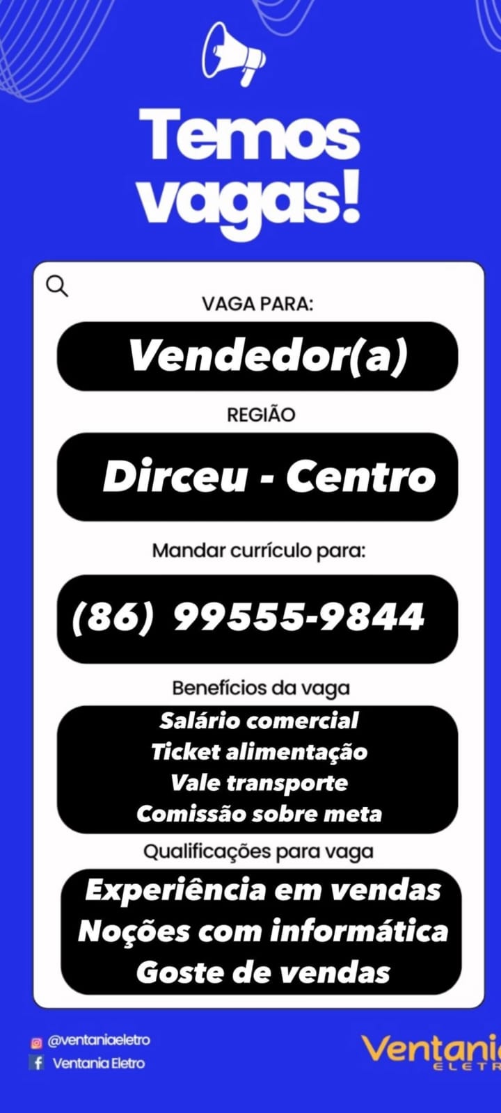 Vaga para Vendedor(a)