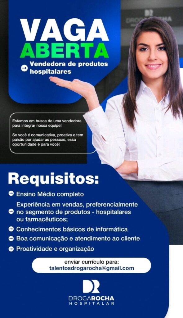 Vaga para Vendedora de Produtos Hospitalares