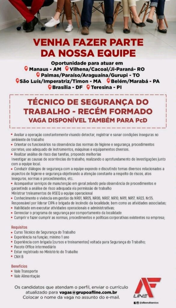 Vagas para Técnico de Segurança do Trabalho