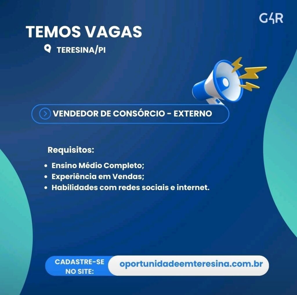 Vaga para Vendedor de Consórcio