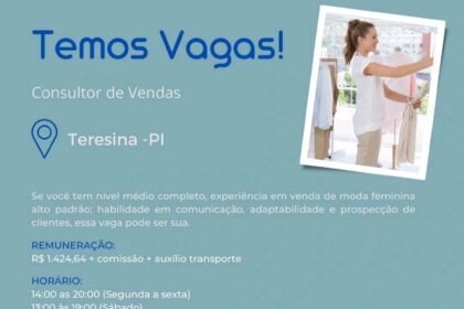 Vaga para Consultor de Vendas