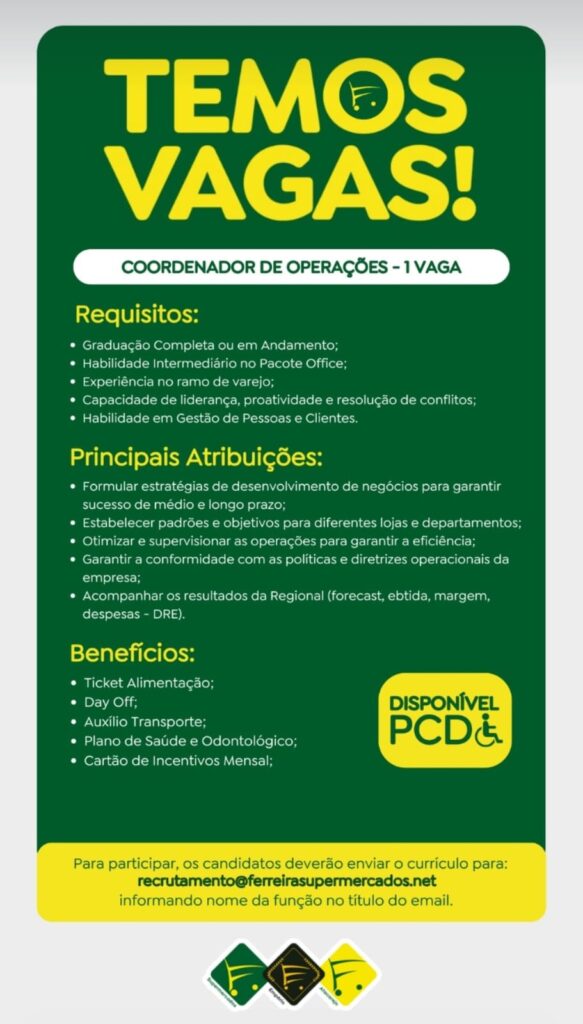 Vaga para Coordenador de Operações