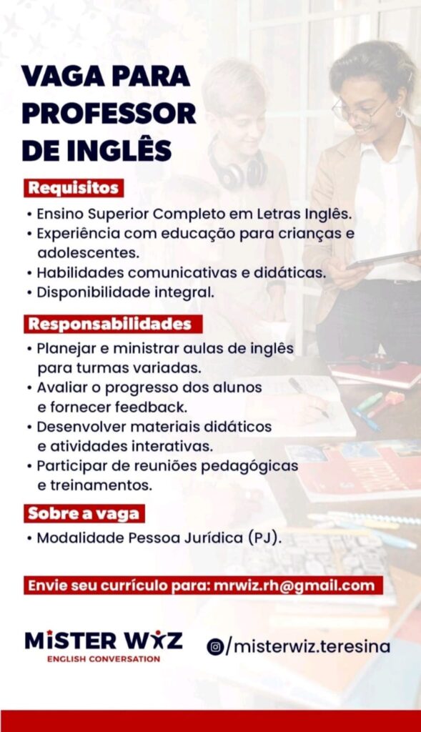 Vaga para Professor de Inglês