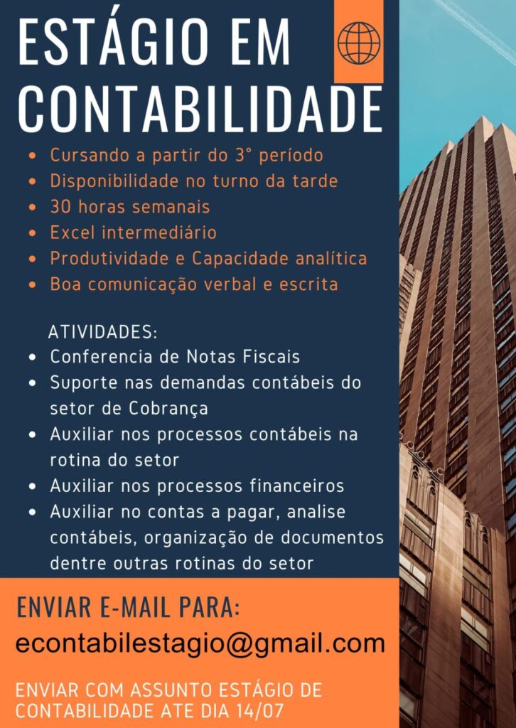 Vaga de Estágio para Contabilidade