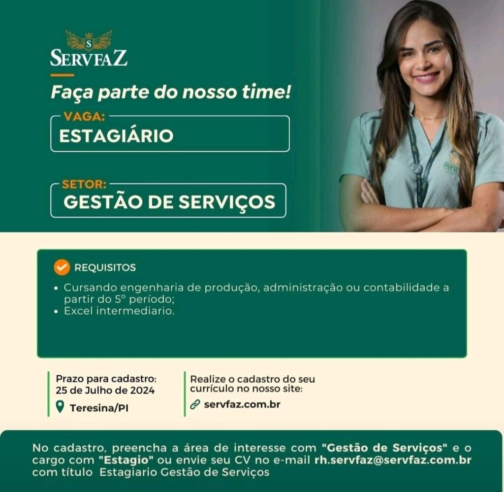 Vaga de Estágio para Gestão de Serviços