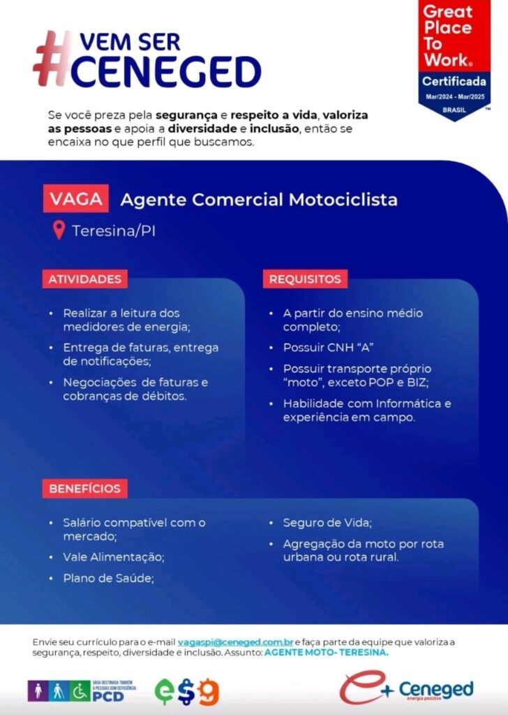 Vaga para Agente Comercial Motociclista