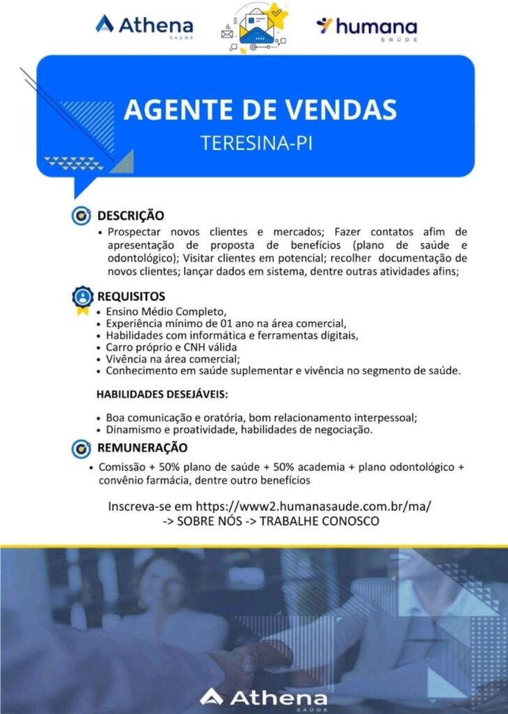 Vaga para Agente de Vendas