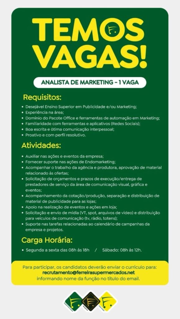 Vaga para Analista de Marketing